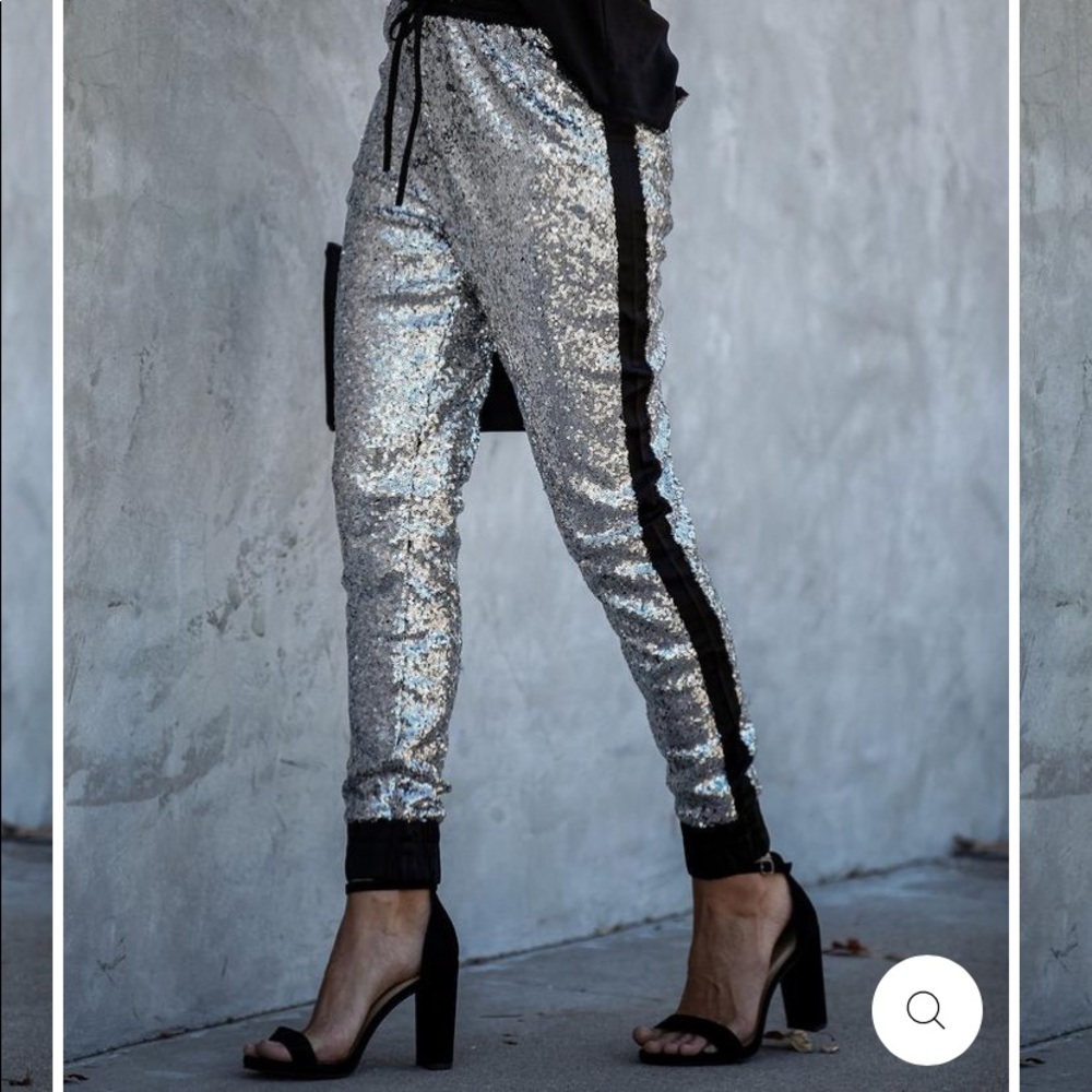 Silver sequin pants- New Never worn with tags